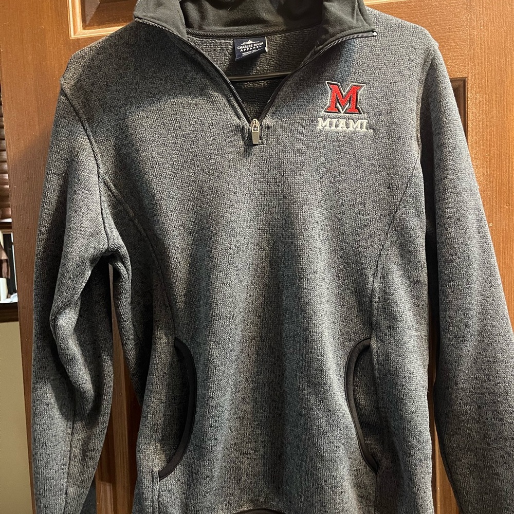 Charles River Apparel Gray Quarter-Zip Sweater with Miami Logo